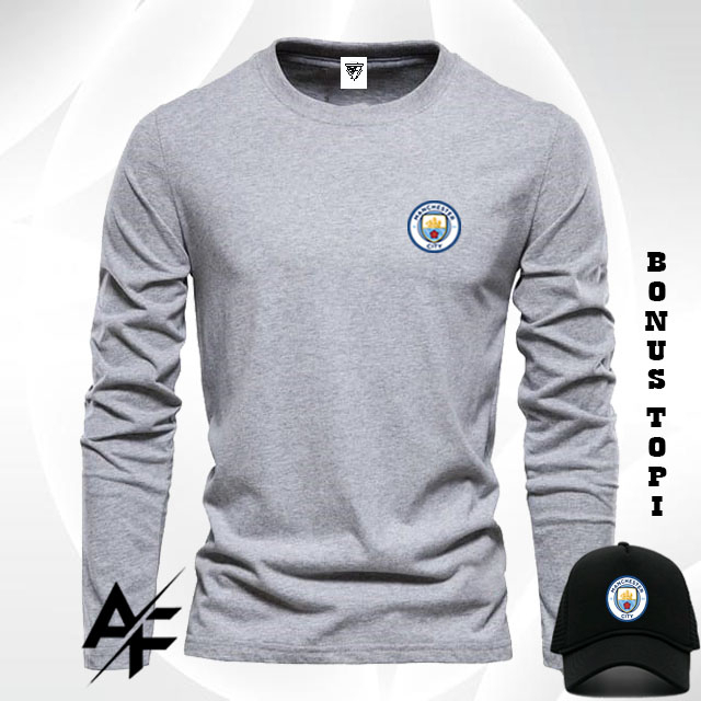 Bonus Topi..!!! Promo Kaos Keren Lengan Panjang Man city /Kaos pendek / Kaos pria & Wanita / Kaos pr