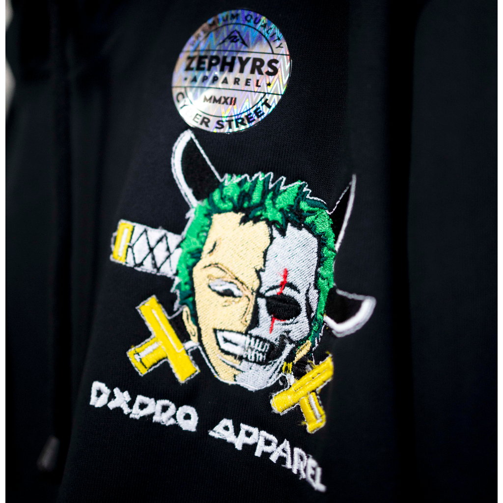 Jacket Hoodie Full Bordir RORONOA ZORO  Heavy Cotton Fleece