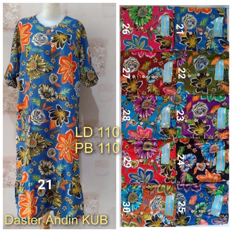 Daster Kencana Ungu Andin  LD 110cm Label Biru