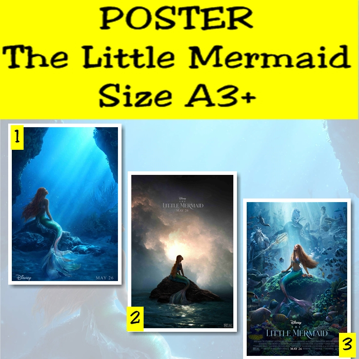 Poster film the little mermaid 2023 hiasan dinding kamar cewek aesthetic Ariel sebastian Ursula