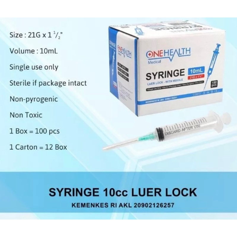 disposable syringe onehealth 10ML / spuit 10cc/ spoit 10cc / jarum suntik 10cc / jatum suntik onehealth