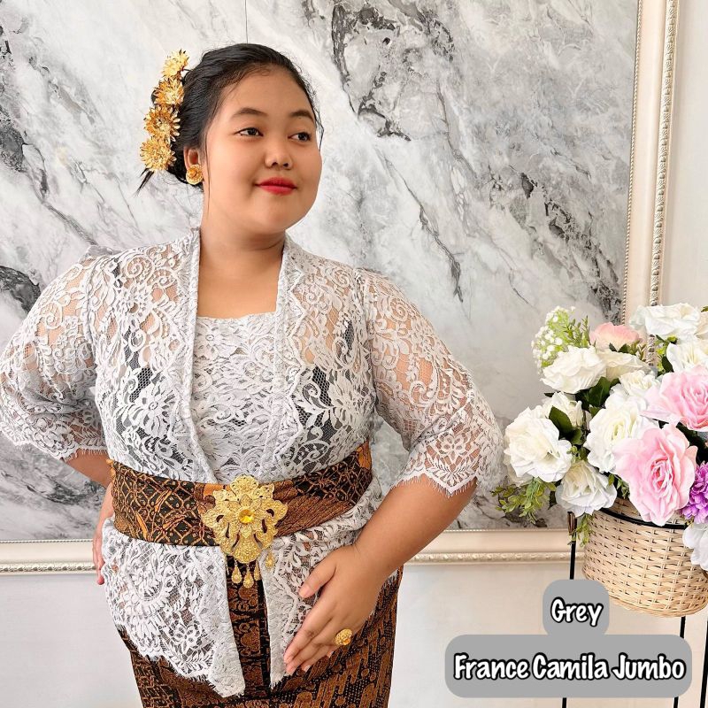 JUMBO Kebaya Semi Italy Metalik Lengan Lonceng 3XL 4XL 5XL ( Ld 116 - 132 )