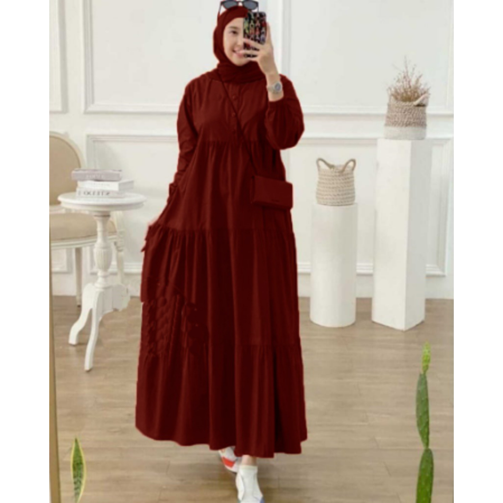 Kirania Gamis Midi Dress Wanita Fashion Terbaru Bahan Rayon Premium
