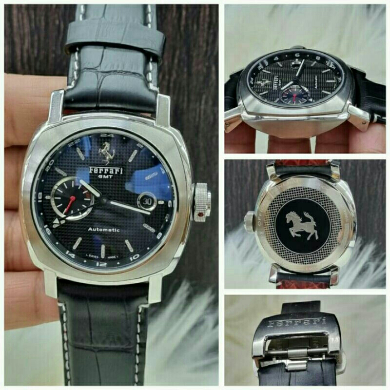Jam Tangan Pria Ferrari Automatic Body Stainless Tali Kulit