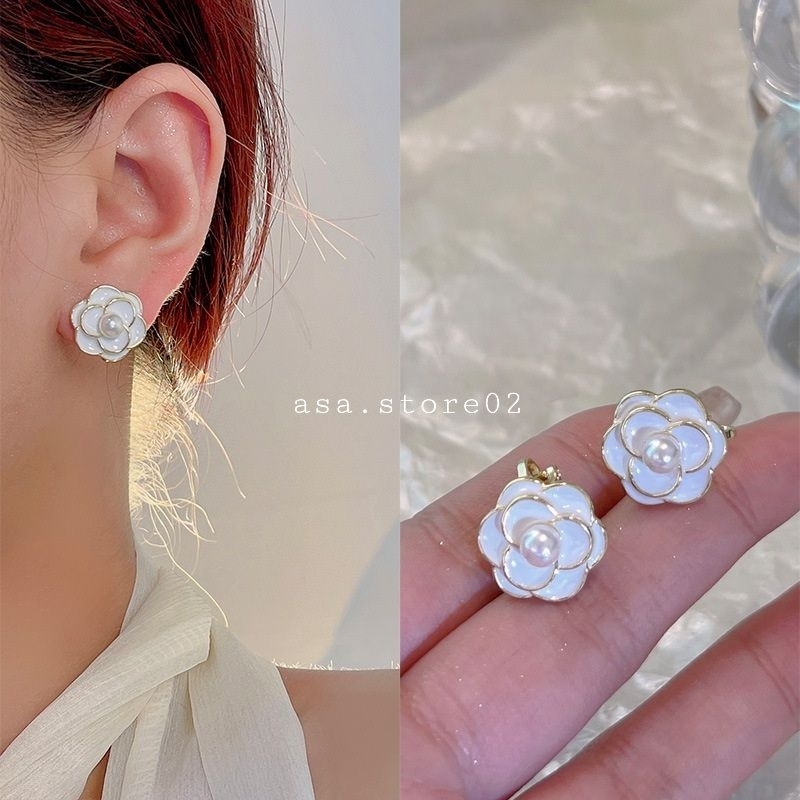 Anting Klip Tanpa Tindik Mawar Putih/Anting Jepit