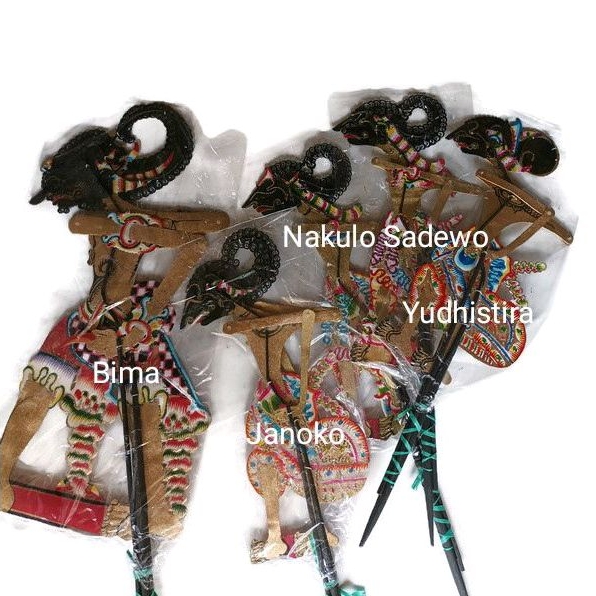 Wayang kulit asli shadow puppets pandawa lima-nakulo-sadewo-janoko-bima-yudhistira