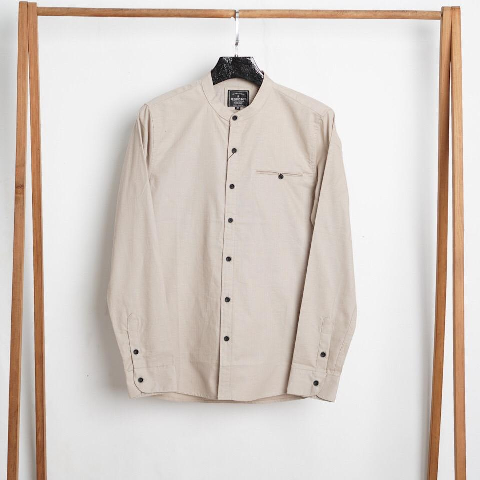 Baju Kemko | Kemeja Panjang Polos Warna CREAM | Kemeja KANTONG BOBOK | Kerah Shanghai Pria | Kantong