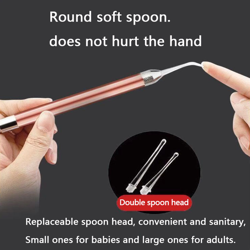 Alat Korek Kuping Pembersih Led Telinga dengan Kaca Pembesar Silicone Endoscope Ear Wax Cleaner Spoon With Flashlight