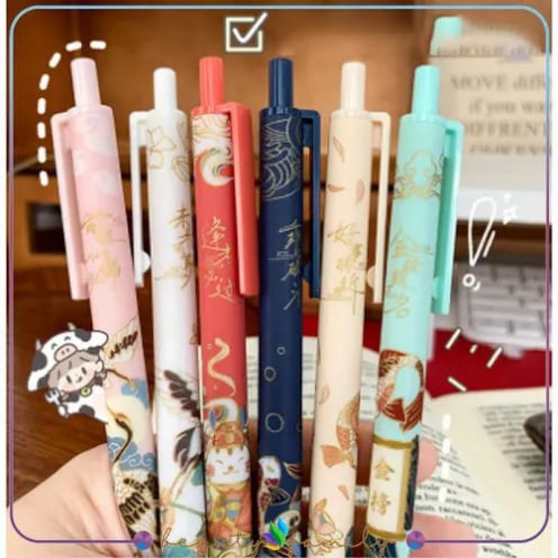 

BF-A43 Pulpen Mekanik Pen Gel 6PCS Motif Cartoon Pena Bolpoint Stationary Alat Tulis Pelajar Dan Ka...