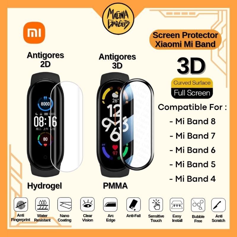 Anti Gores Mi Band 8 7 6 5 4 Pelindung Layar Xiaomi MiBand 3D Curved Full Screen Protector