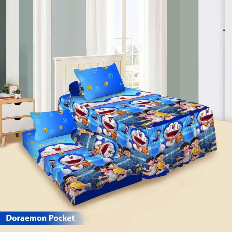 Sprei Vito 3D Sorong Duo 2in1 Rumbai 120x200 Motif Doraemon Pocket