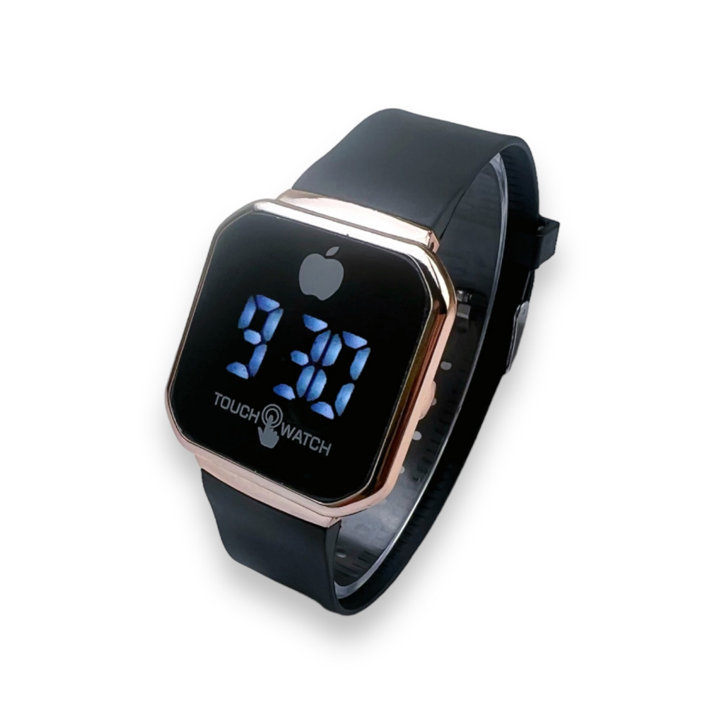 COD✅ Jam Tangan Digital Wanita Pria Watch LED Rubber Elektronik Touch Screen Harga Murah    S1201-S1285-Hitam Rosegold