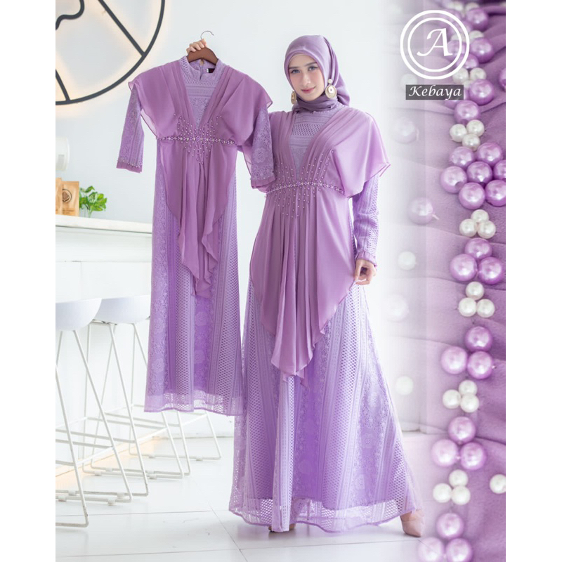 Permata Olshop / Couple Gamis Ibu dan Anak Aira / Kebaya Serimbit / Kebaya Seragam / Gamis Brukat Modern / Gamis Pesta Mewah