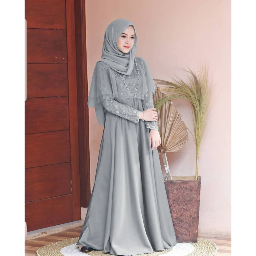 (DI JAMIN REALPICT) PAKAIAN MUSLIM WANITA DRESS GAMIS / GAMIS PESTA MEWAH ELEGAN/GAMIS FASHION MODERN TERBARU/BAJU PESTA WANITA MUSLIM / PAKAIAN WANIT /BAJU WANITA/GAMIS MUSLIMAH/VOEDELINE