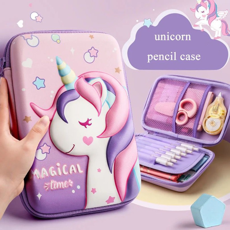 

3D EVA unicorn cute pencil case cartoon stationery box girls Color pencil box student pen case school supplies gifts kotak pensil unicorn jumbo