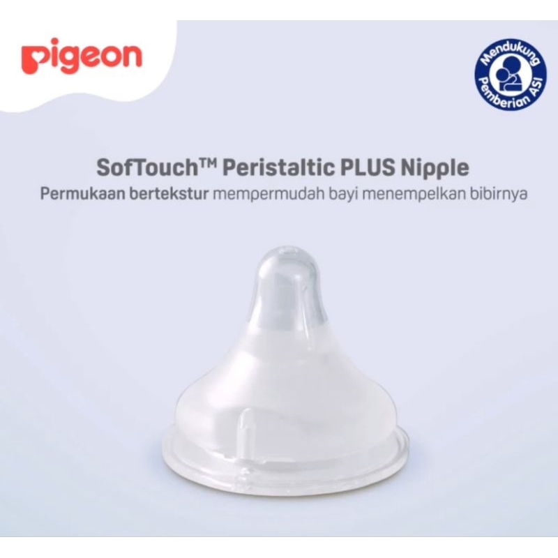 Eceran- Pigeon Nipple SofTouch Peristaltic Plus Wide neck / Dot Silicone Pigeon Wideneck size S M L SS Eceran