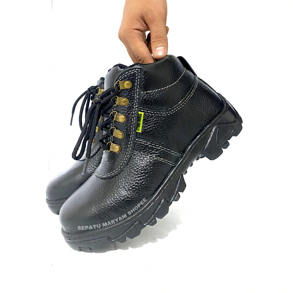 Sepatu Safety Boots Tali Ujung Besi Sepatu Pria Safty Kulit Asli Safety Shoes Ori Semi Boots