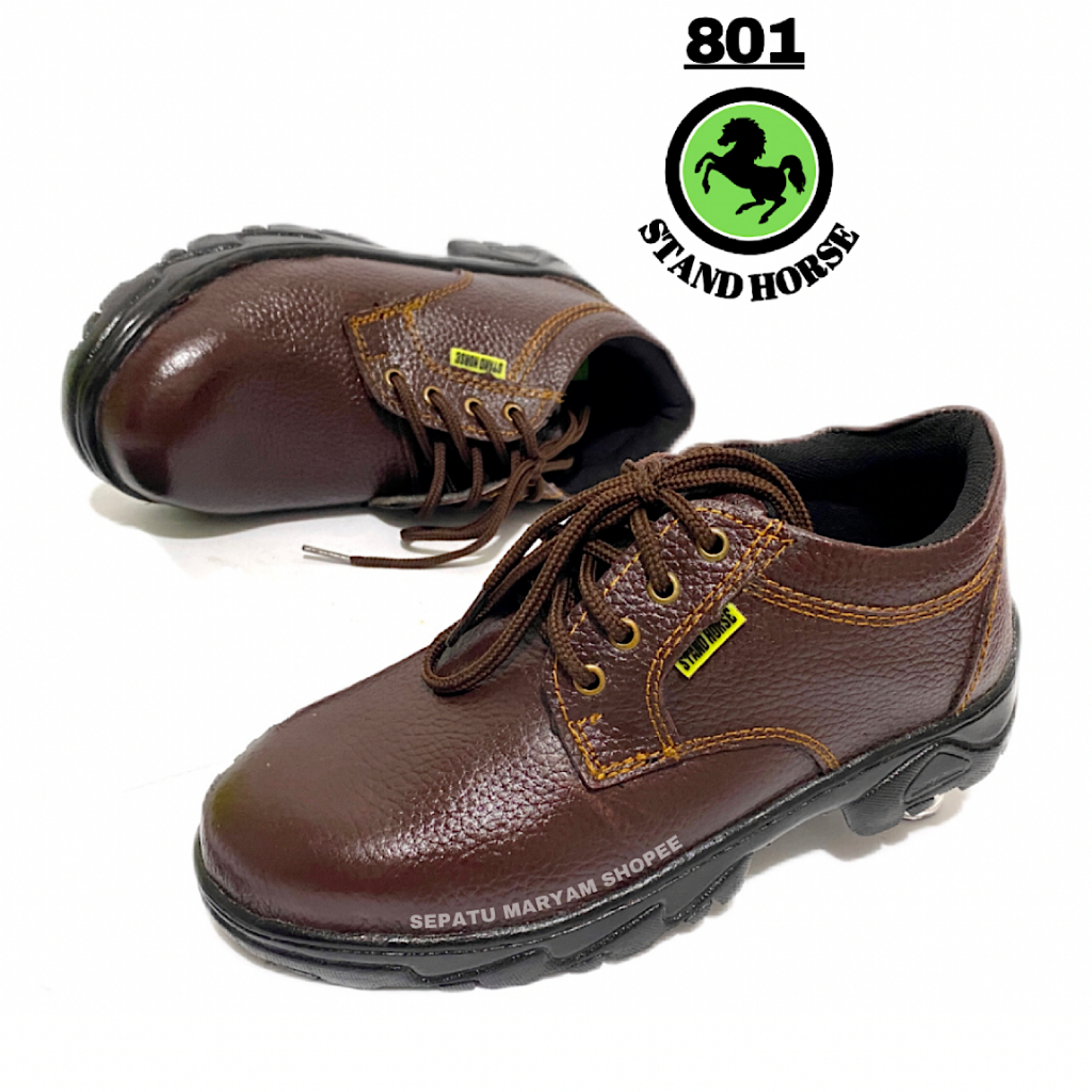 Sepatu Pria Safey Low Boots Tali Ujung Besi Sepatu Safety Shoes Kulit Asli Sepatu Kitchen Pria