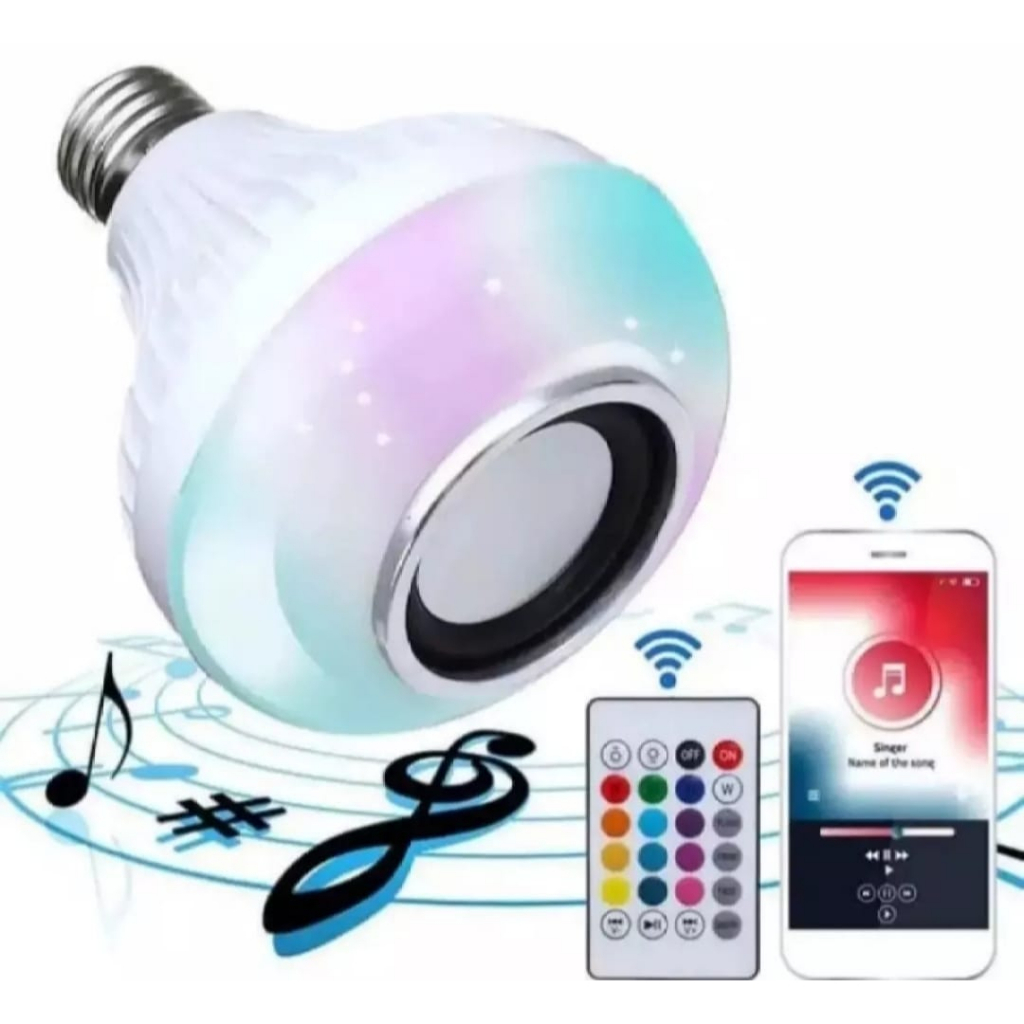 Bohlam Speaker Musik Bluetooth 2 in 1Remote LED RGB E27 12W Dengan Musik Party Warna Warni MP3 Audio Disco / Lampu Speaker LED