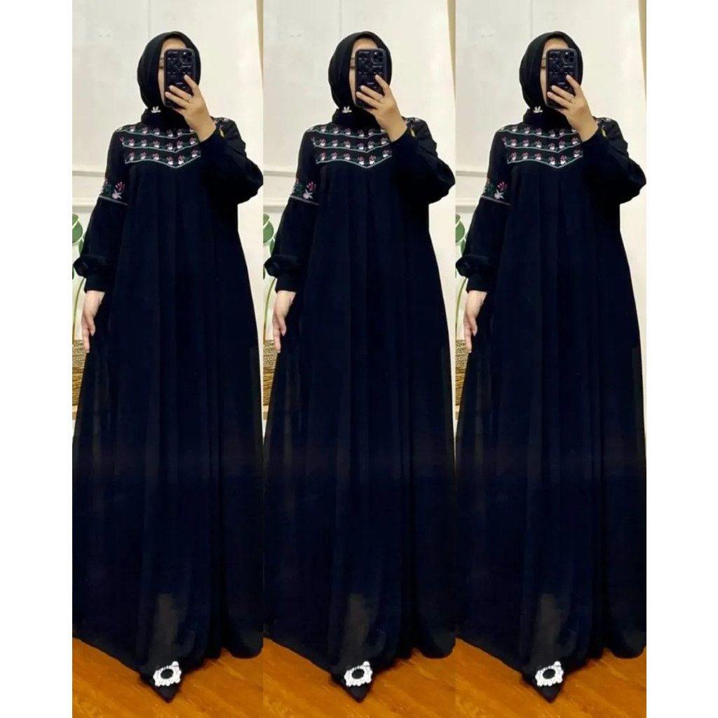 AIRIN MAXY DRESS GAMIS CERUTY PREMIUM CANTIKA DRESS DRESS WANITA TERBARU 2023 GAMIS WANITA BAHAN CERUTY APLIKASI BORDIR MEWAH