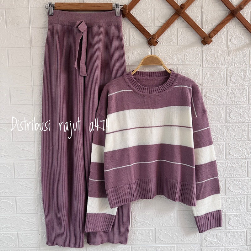 ONESET SWEATER MARTATA SETELAN CELANA KULOT RAJUT