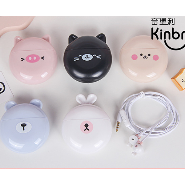 [KN-8306] Set Headset Earphone Kartun Animals Bulat / Wadah Earphone Karakter Animals Lucu / Earphone Case Karakter Hewan Imut