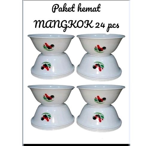 MANGKOK PLASTIK MOTIF AYAM JAGO(PAKET HEMAT Dpt 24pcs)1kg