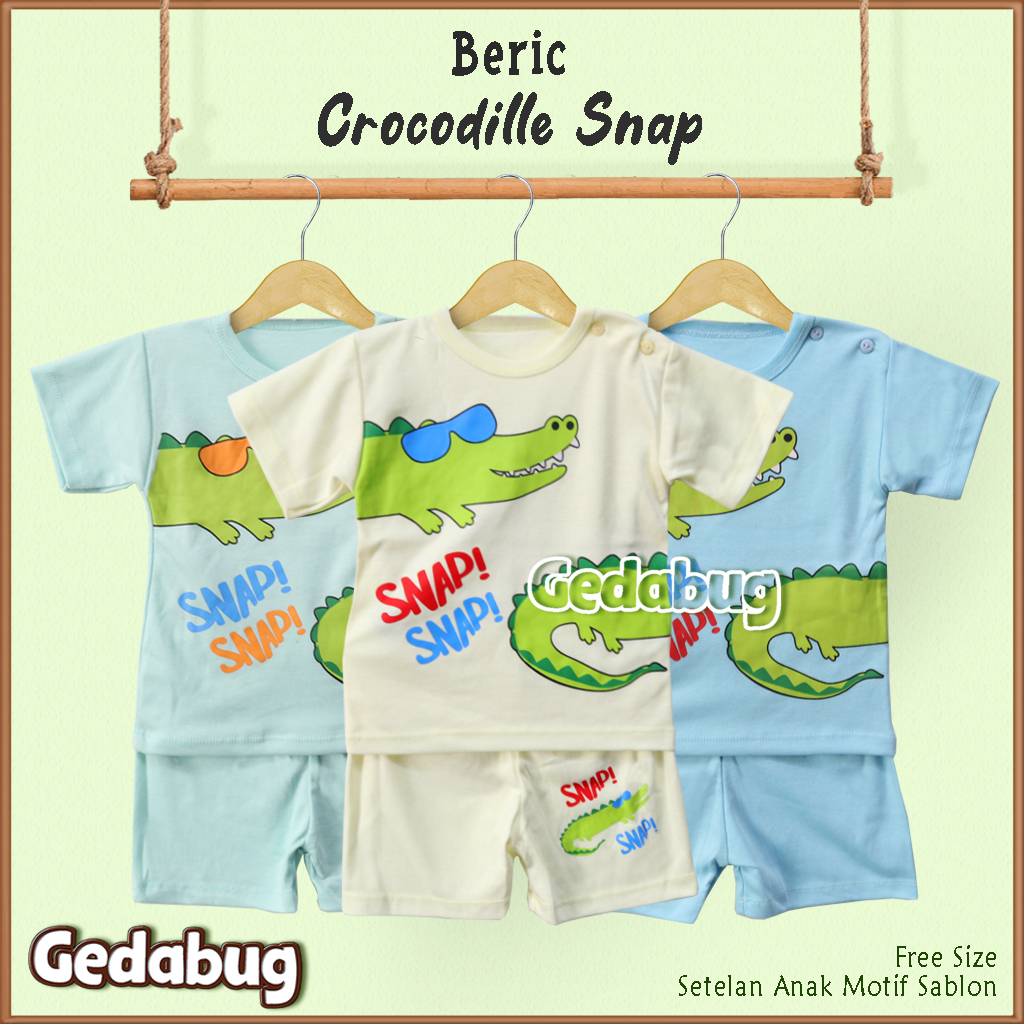 Setelan Anak BERIC Pendek motif Sablon | Setelan kaos bermain anak Free Size | Gedabug