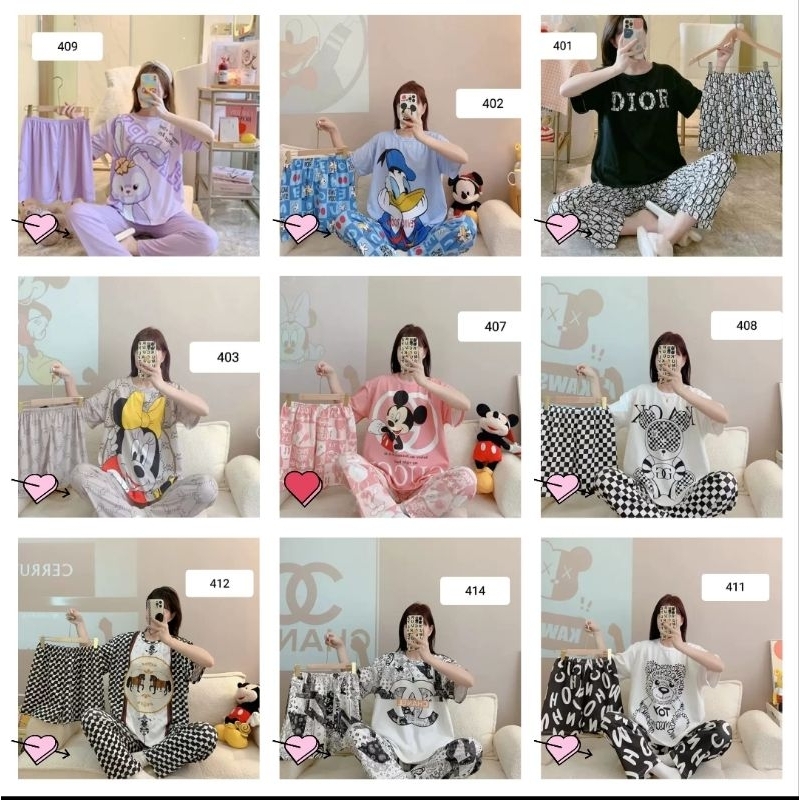 Piyama 3 in 1 dewasa import | baju tidur import lengan pendek | baju tidur 3 in 1