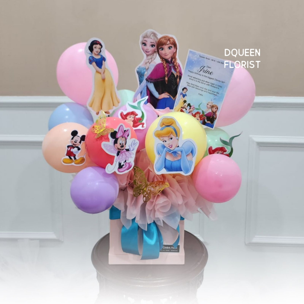Dqueen Florist - Balon Box Karakter Cinderela Princes Gift