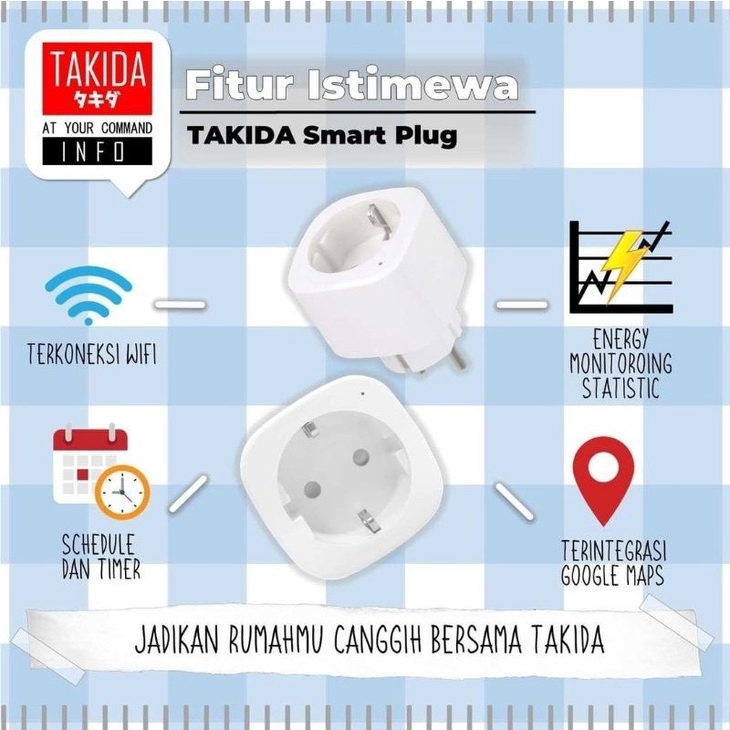 TAKIDA Smart plug Energy Monitoring Statistic Colokan Pintar Otomatis Stop Kontak Smart 16A MAX, 3680W max