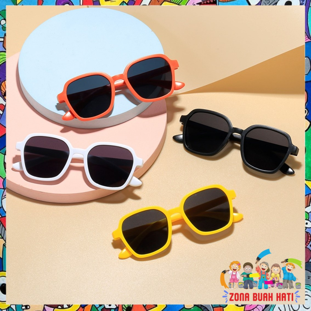 ZBH Kacamata Anak Perempuan Korea Fashion Lucu 6621 Kaca Mata Laki Laki Hitam New Trend Terbaru Kotak High Quality Kids Sunglasses