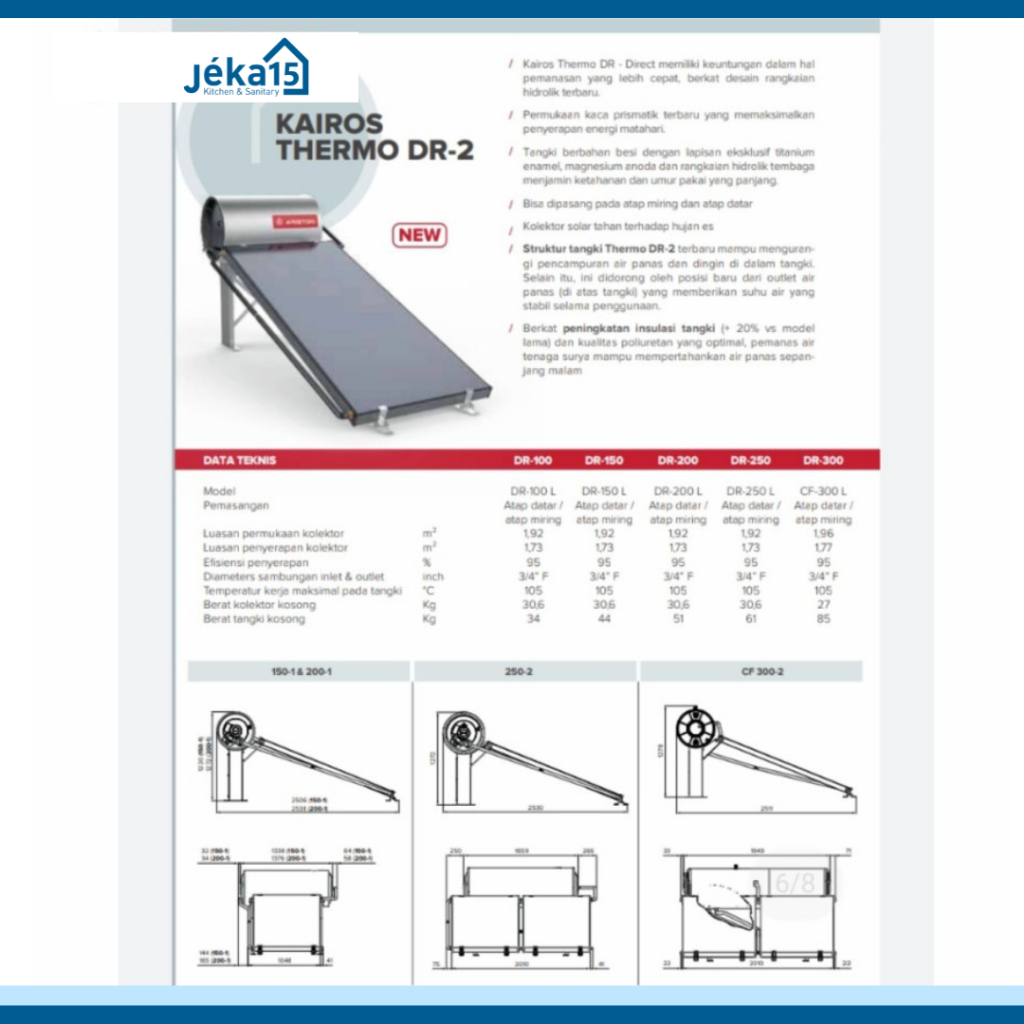 KAIROS THERMO DR | PEMANAS AIR TENAGA SURYA | SOLAR ARISTON WATER HEATER