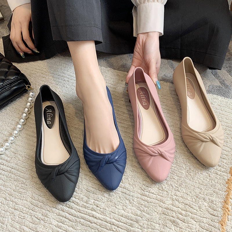 CYS Sandal Hak Wanita Jelly Motif Pita Simpul Kekinian Sepatu Cewek Kantoran Flatshoes Casual Korea Fashion Style Slip On SPT-62