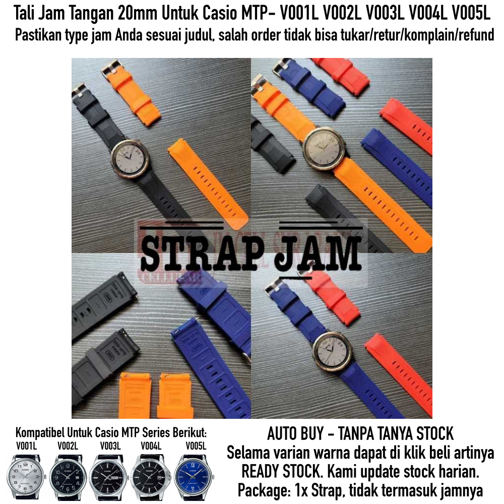 Tali Jam Casio MTP- V001L V002L V003L V004L V005L - Strap 20mm Rubber Silikon Sikai Wide Original