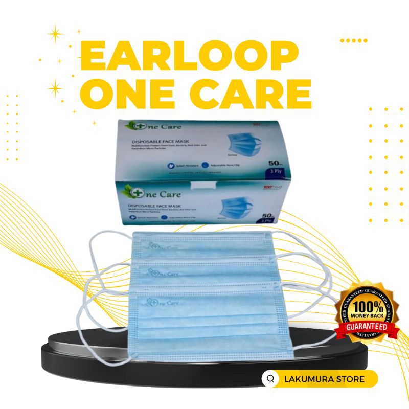 One Care Edition Earloop 3ply Diposable Face Mask Lokal Product Premium Quality Embos One Care Isi 50 pcs