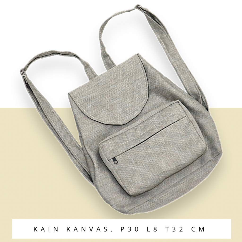 Bayar di Tempat COD Tas Ransel Serut Bahan Kanvas KANTONG Depan Ukuran Medium tas punggung wanita