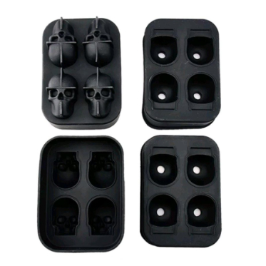Cetakan Es Batu Tengkorak Silikon/Ice Cube Tray Silikon Skull 4 Sekat