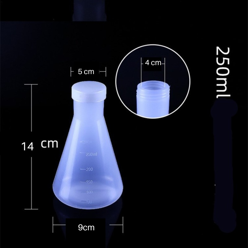 Tabung Ukur Lab Ukuran Kecil Bentuk Labu Kerucut Erlenmeyer Flask Gelas Ukur dan Tutup