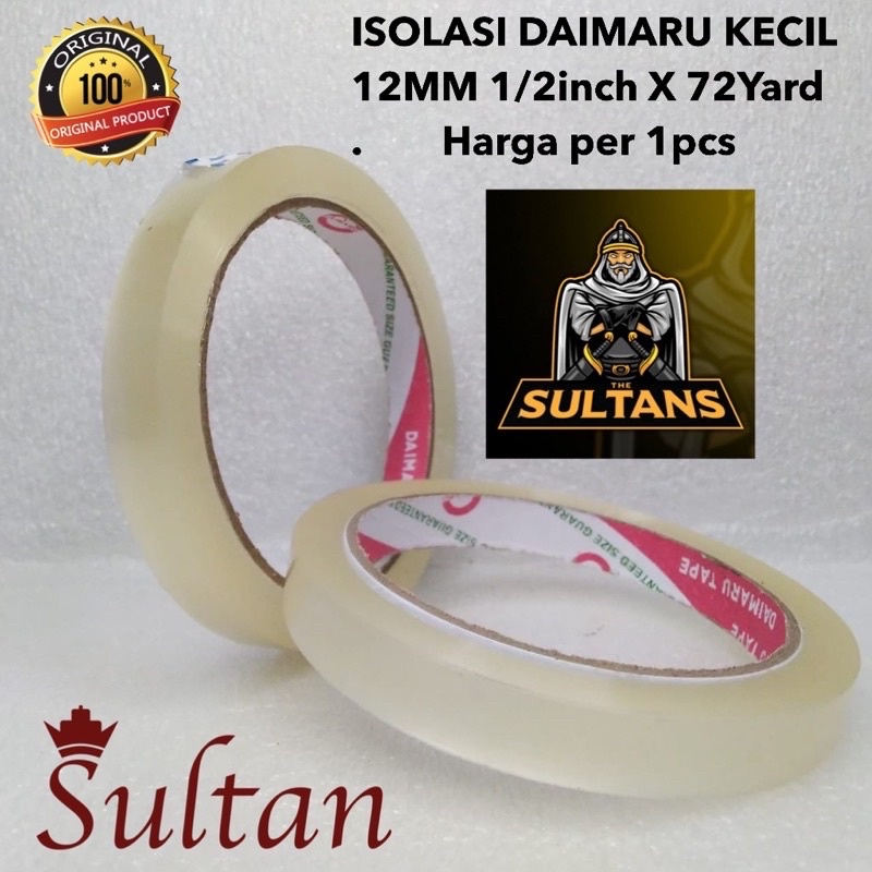PROMO ISOLASI DAIMARU ORIGINAL UKURAN 12MM 1/2INCH LAKBAN BENING TRANSPARAN BY SMOLL