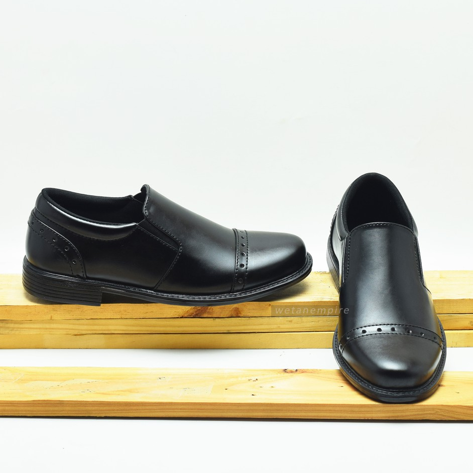 SEPATU FORMAL SELOP SEKOLAH KULIT HITAM ANAK LAKI LAKI COWOK UKURAN33 34 35 36 37