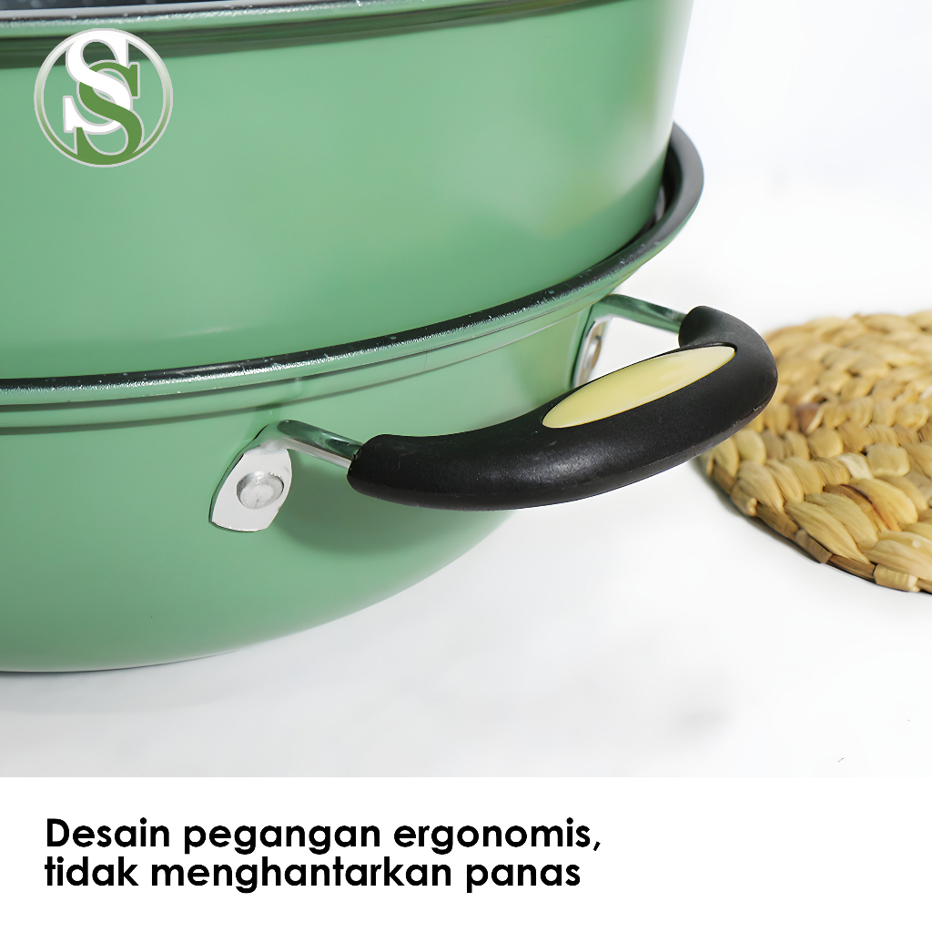 Panci Kukus Set Stainless Steel A83 Panci Sup Steamer Ikan Bakpao Siomay 2 Susun 28Cm Tebal Panci Steam Makanan Stainless Steel Steamer Berkualitas