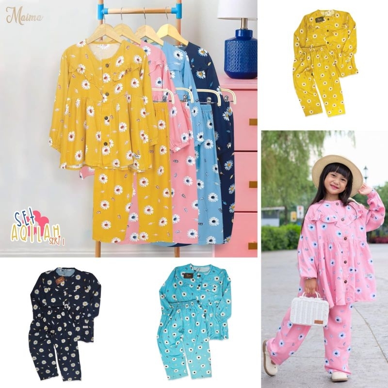 Maima | Set Akilah | Set Anak Perempuan Rayon Usia 2-8 Tahun