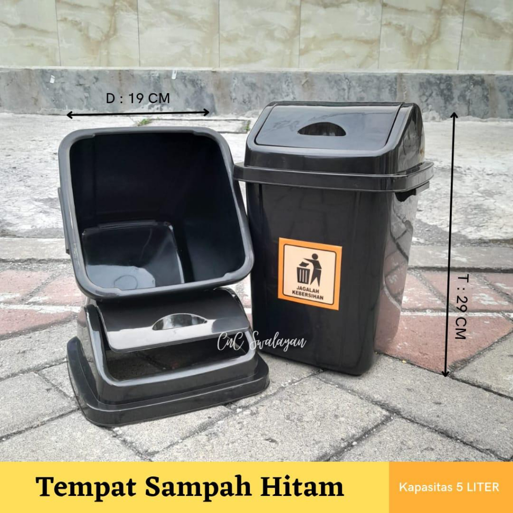 ( AJ ) Tempat Sampah Hitam 5L / Tempat Sampah Hitam 10L / Tempat Sampah Warna 5L / Tempat Sampah War