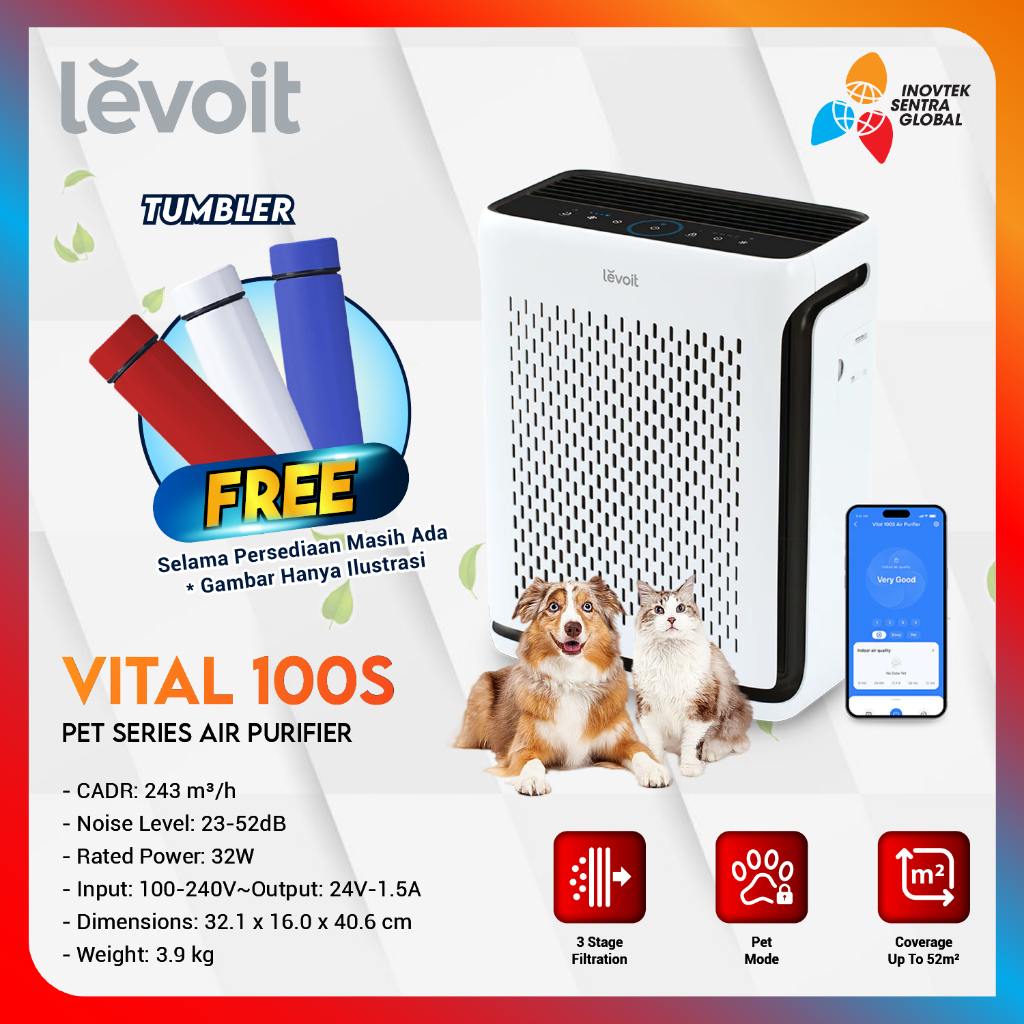 Levoit Vital 100S Air Purifier Pet Care True HEPA Filter Garansi Resmi