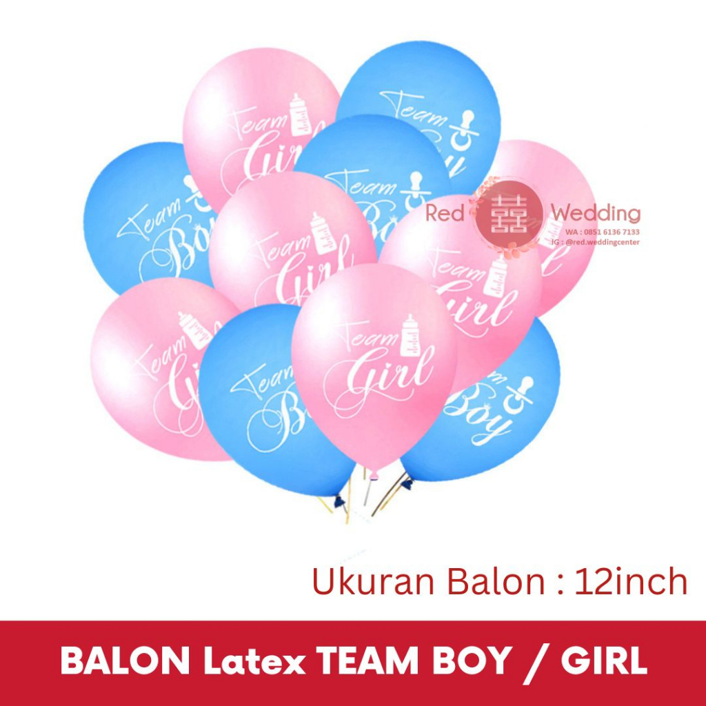 BALON BABY SHOWER Pink Blue Kualitas TERBAGUS Team Boy Team Girl Gender Reveal