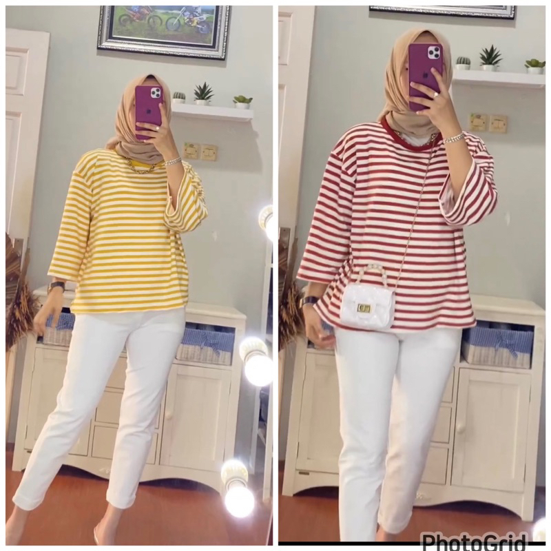 kaos wanita crop salur kaos import