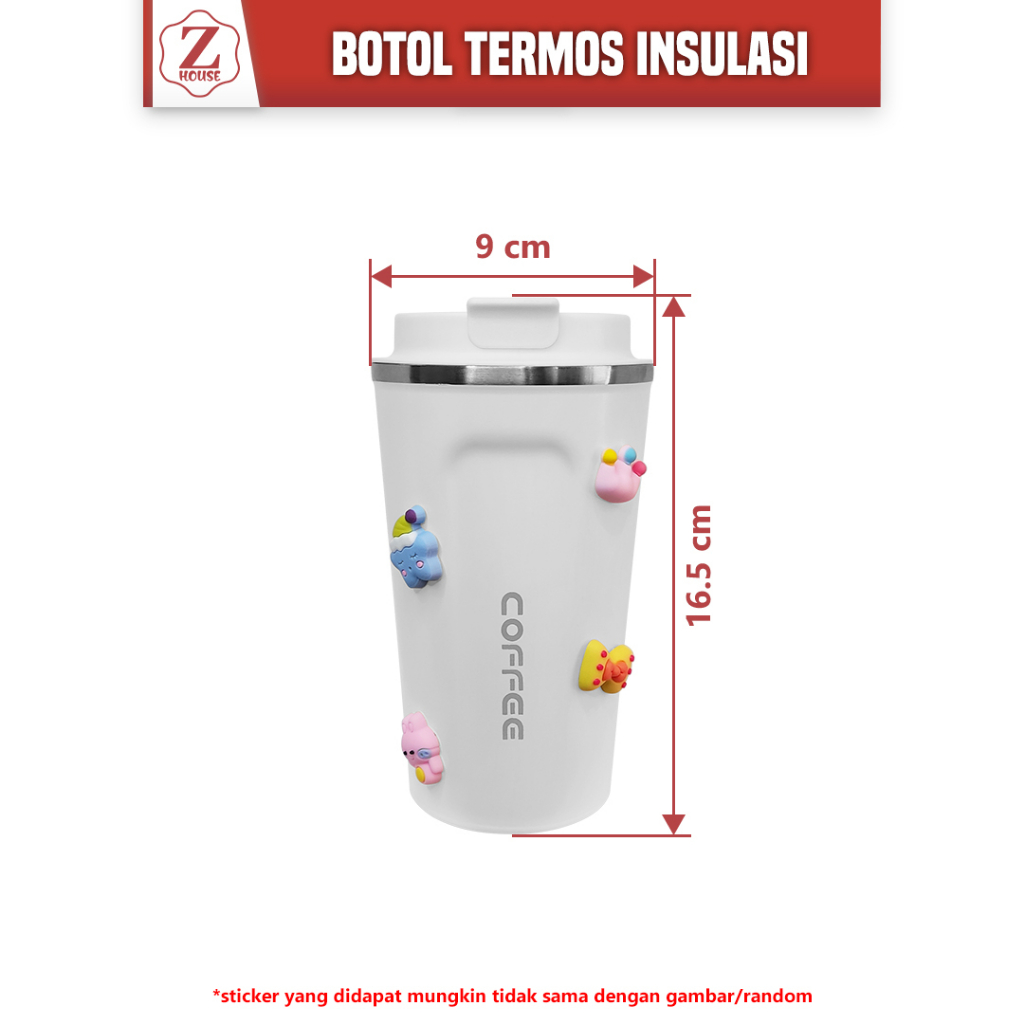 Travel Mug Termos Kopi Gelas Air Minum Tahan Panas Termos Coffe Termos Mug Untuk Kopi Dan Teh Tahan Panas Dan Free Stiker 3d (4pcs)500ml Bahan Sus 304