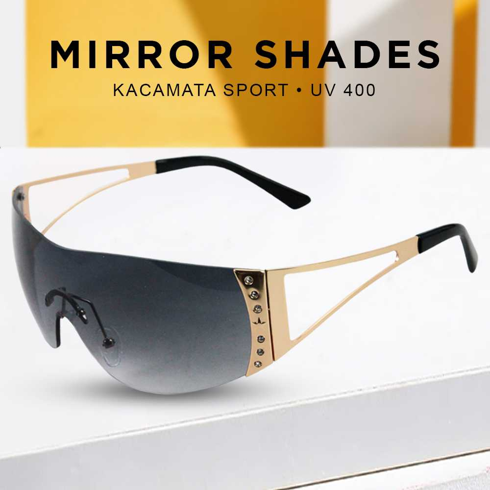 Kacamata Sport Mirror Shades UV400 Kaca Mata Lensa Mirror Shade Pelindung Sinar UV Matahari Berkualitas