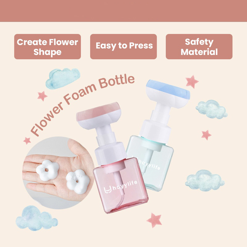 SOOKA Flower Press Bottle-250ml Square PET Bunga Bentuk Botol Busa Press Bunga Pembersih Tangan Botol Makeup Sub-pembotolan HL-AGB747